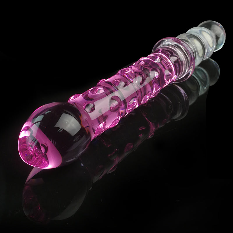 Double Sided Double Pleasure Pink Glass Massager