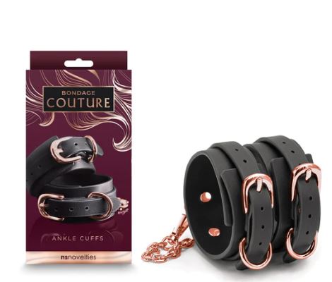 Bondage Couture Ankle Cuffs - Black Restraints