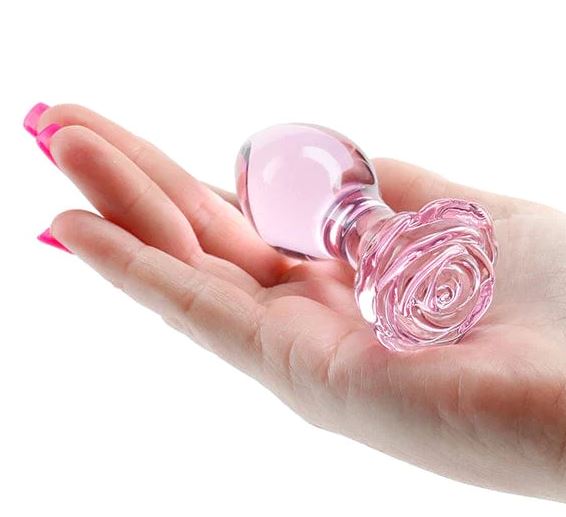 Crystal Rose - 9 cm Glass Butt Plug