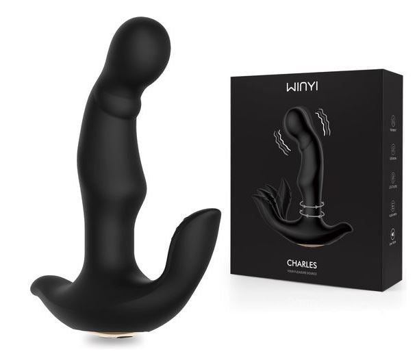 Charles -Silicone 10 Stimulation Patterns Vibrating Prostate Massager with Rotating Beads for Male
