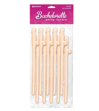 Bachelorette Party Favours - Dicky Sippy - Straws Flesh 10 pack